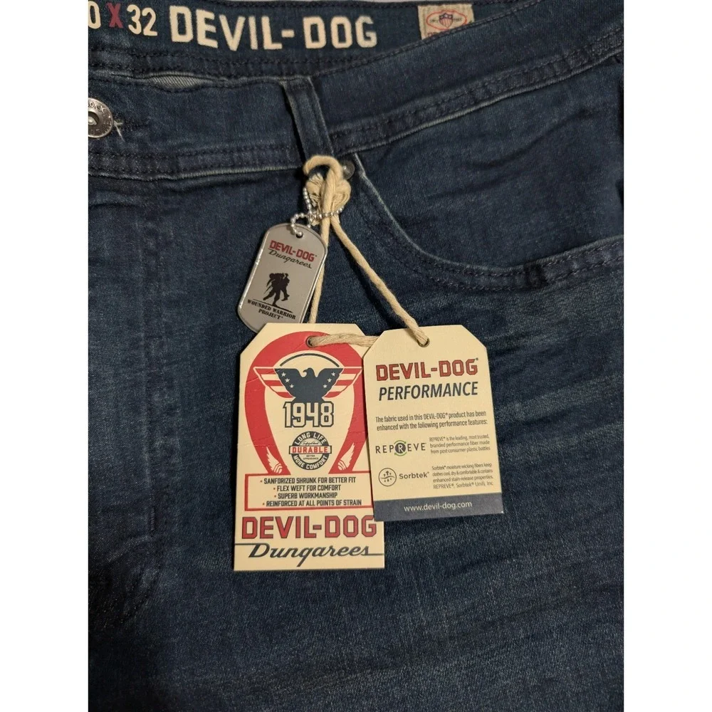 Devil-Dog Slim Straight Jeans Mens 40x32 NWT Dark Wash Stretch Denim